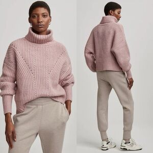 Varley Anthropologie Dusty Pink Turtleneck Sweater Wool Blend Small